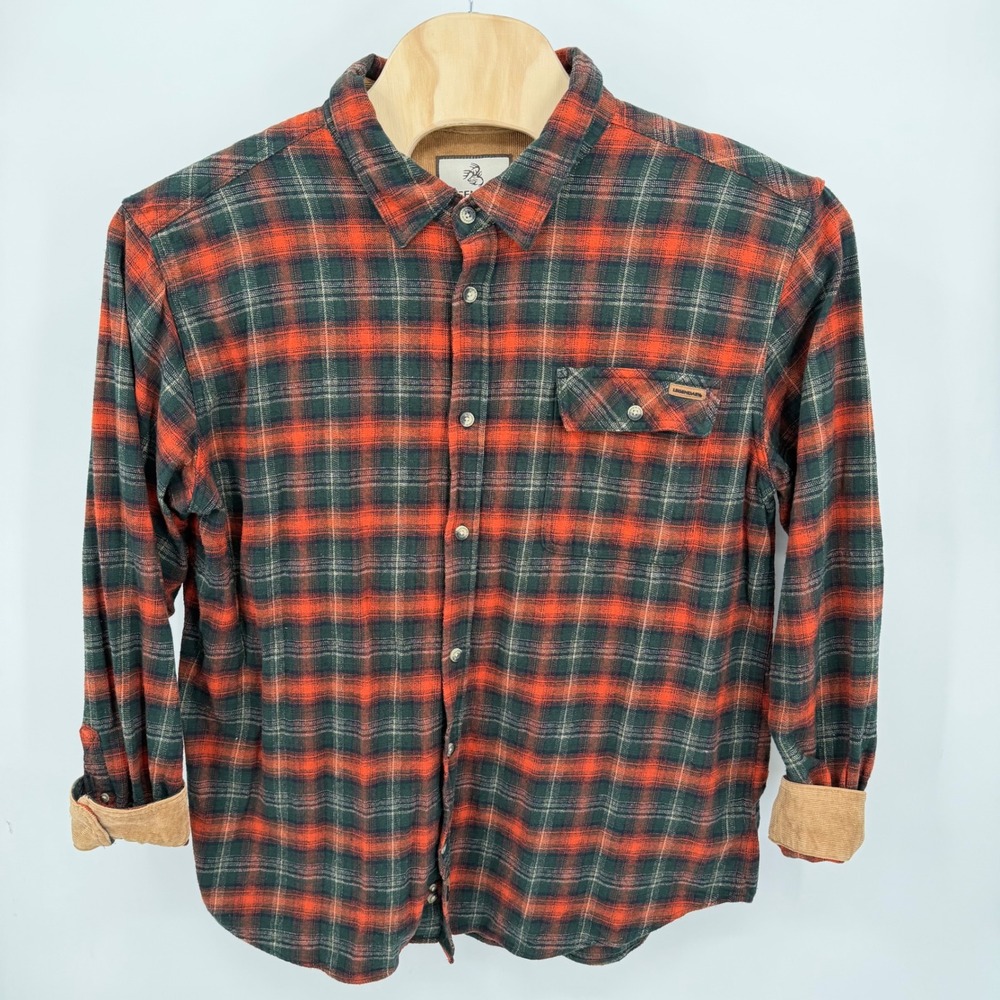 Legendary Whitetails Mens XL Shirt Flannel Red Green Plaid Corduroy Trim‎ - Picture 2 of 12
